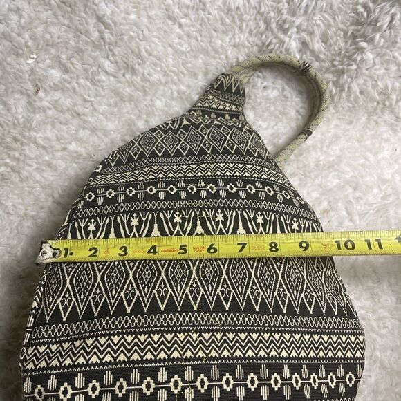 Kava Sling back Rope Backpack Batik Black White Print. main image 7